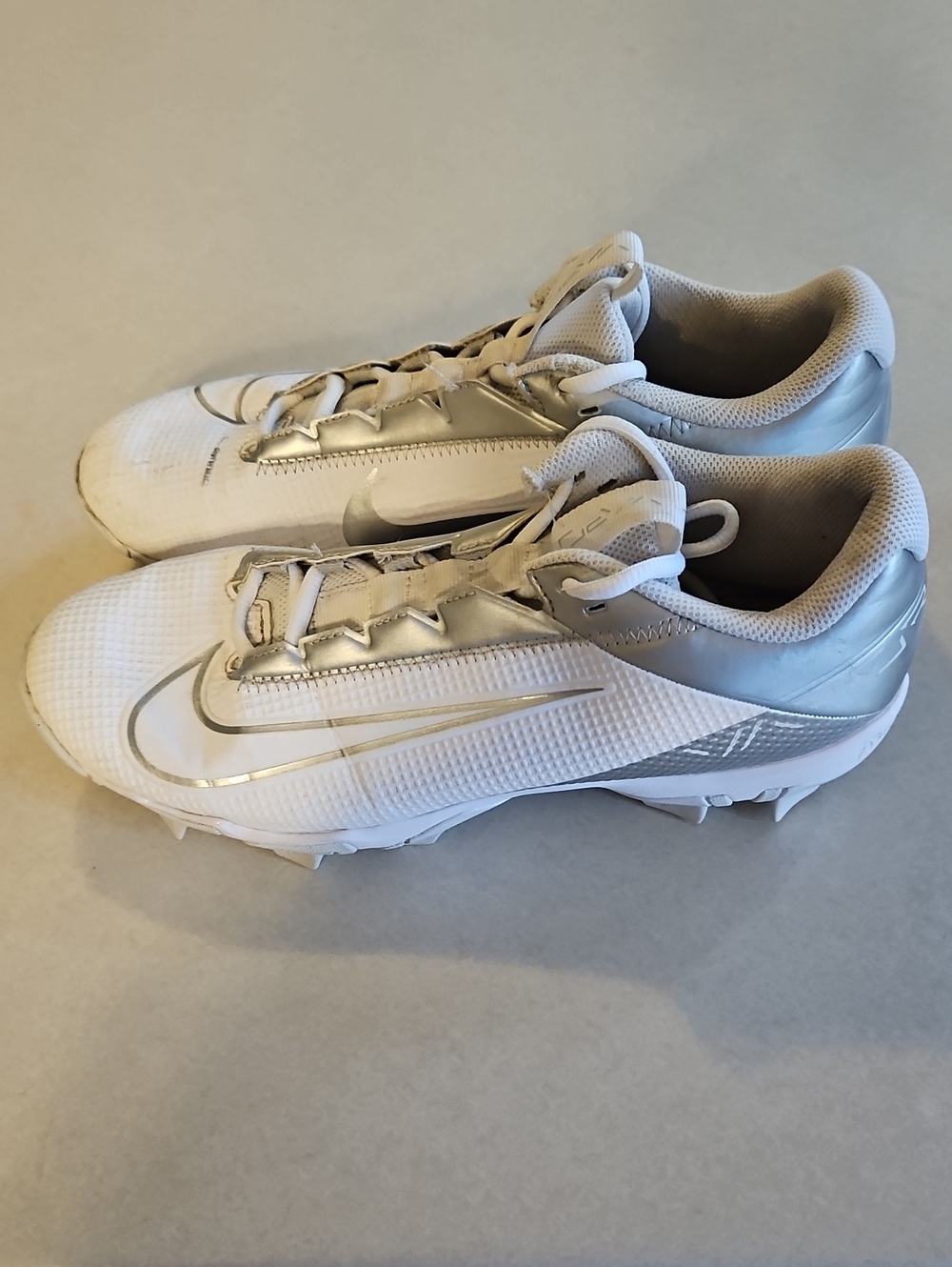 Nike Silver And White Vapor Football Cleats
